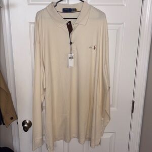 Ralph Lauren Polo Long Sleeve Men’s Cream Polo NWT Sz 4XLT